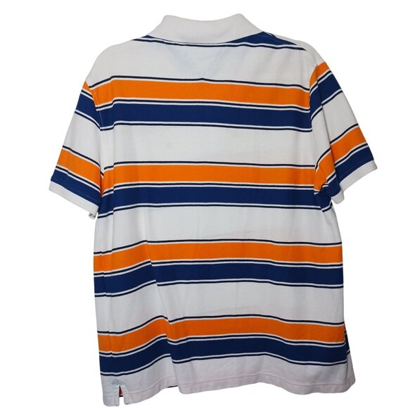 Tommy Hilfiger Performance Pique Classic Blue/Yellow Striped Polo Shirt Size L - Picture 3 of 7